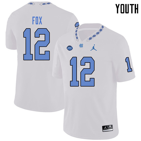 Jordan Brand Youth #12 Tomon Fox North Carolina Tar Heels College Football Jerseys Sale-White